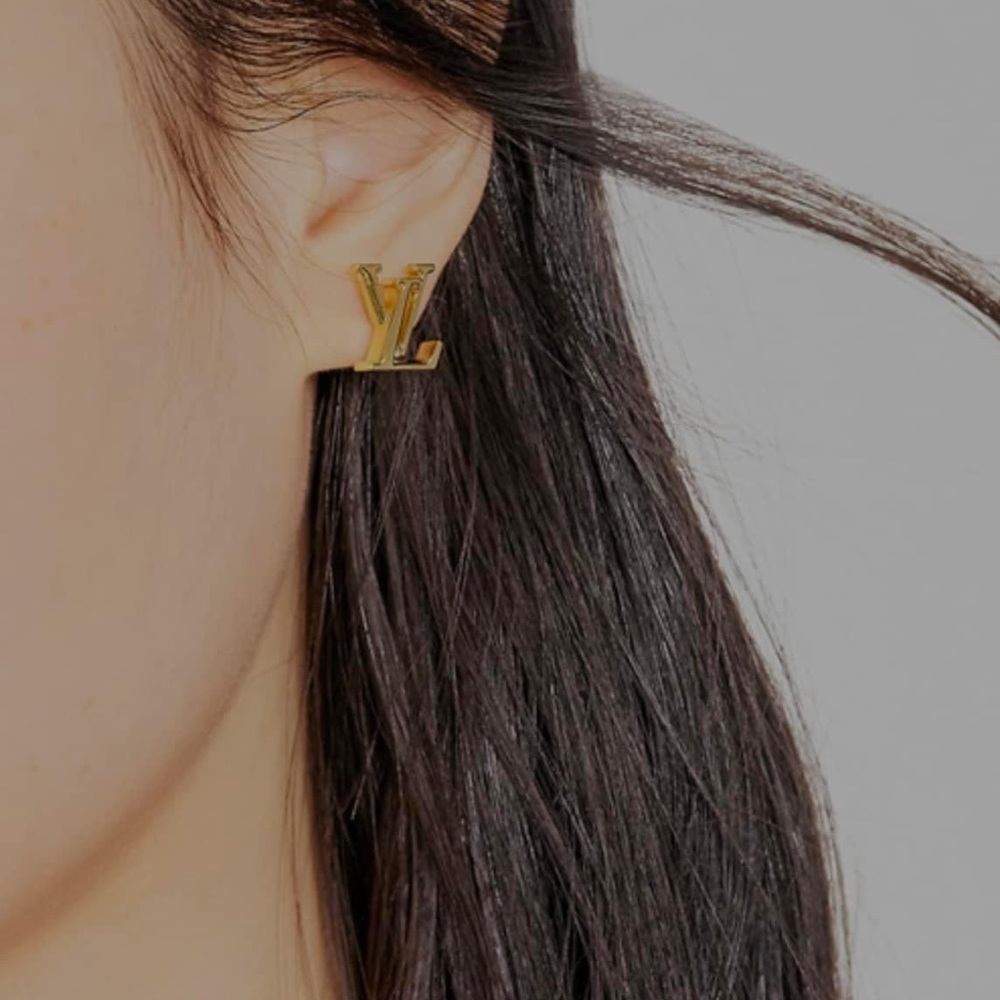 LV earrings solid 14k gold